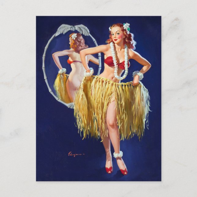 Carte Postale Hawaiian Girl Pin Up (Devant)