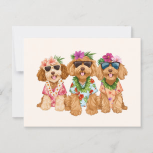 Carte Postale Hawaiian Goldendoodle Chiens Fleur Lei