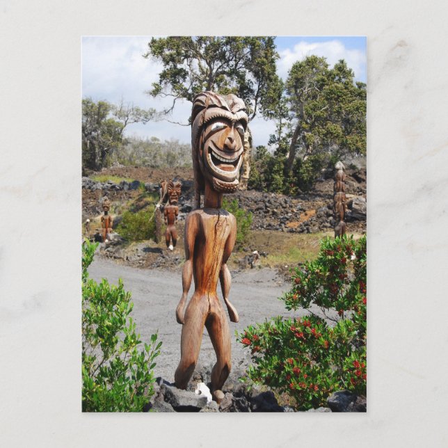 Carte postale Hawaiian Ki'i Sculpture Laughing (Devant)