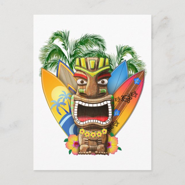 Carte Postale Hawaiian Tiki Surf (Devant)