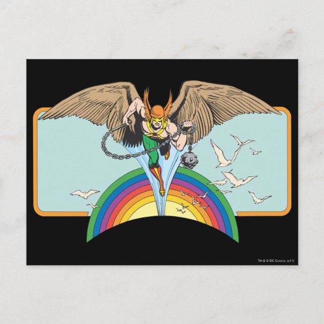 Carte Postale Hawkman survole le ciel (Devant)