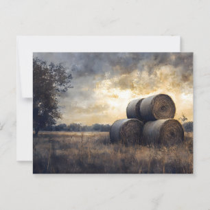 Carte Postale Hay Bales dans le champ Vintage