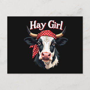 Carte Postale Hay Girl Farmer Funny Cattle Cow Farm Amateurs