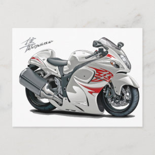 Carte Postale Hayabusa White-Red Bike