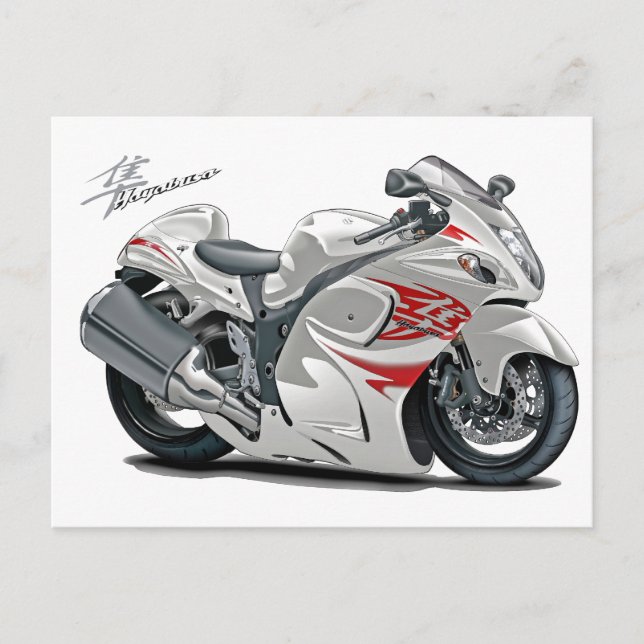 Carte Postale Hayabusa White-Red Bike (Devant)
