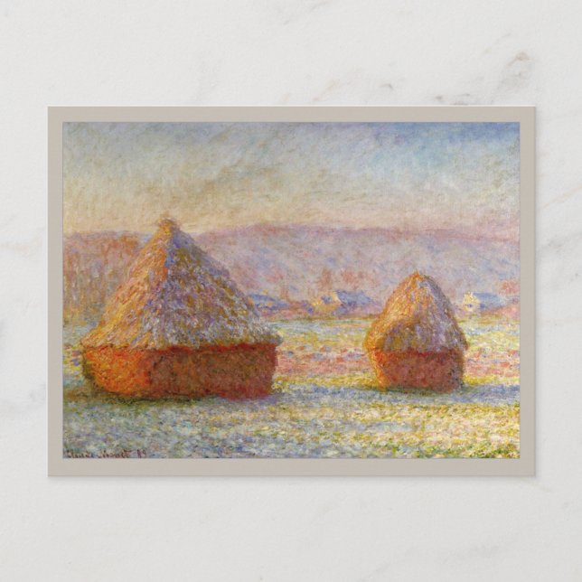 Carte Postale Haystacks, Effet gel blanc par Monet (Devant)