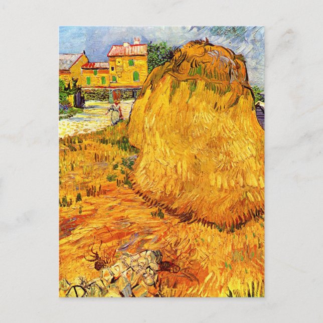 Carte Postale Haystacks en Provence par Vincent van Gogh (Devant)