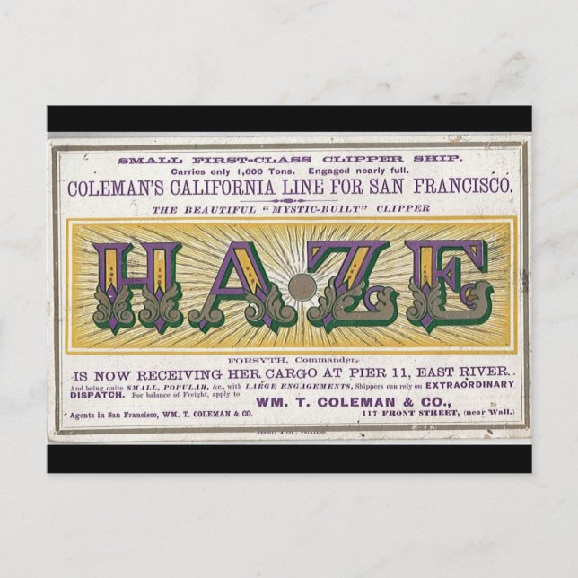 Carte Postale Haze Clipper voilier 1900 (Devant)