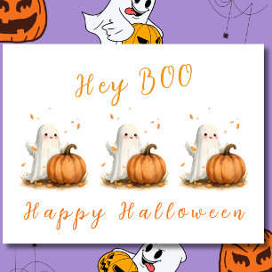 Carte Postale Hé BOO Citrouille Fantôme Halloween