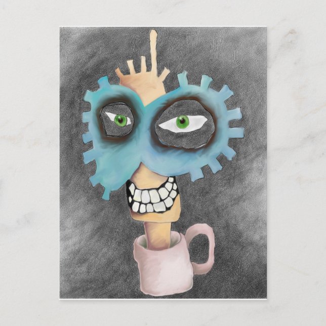 Carte Postale head in a cup. (Devant)