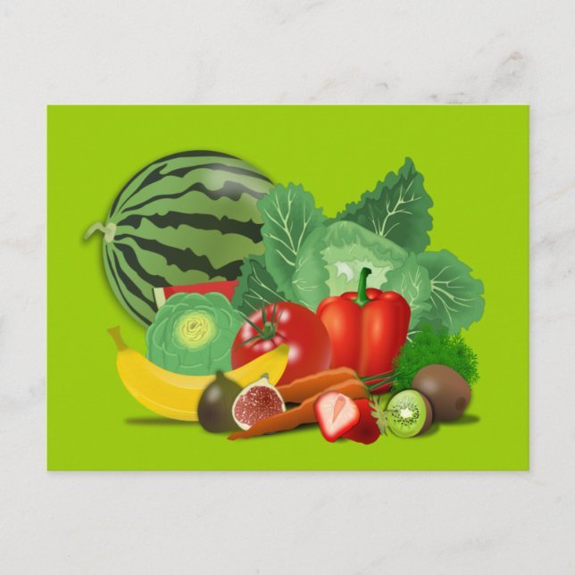 Carte Postale Healthy_Vector_Clipart FRUITS LÉGUMES jardinage (Devant)