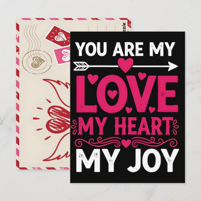 Carte Postale Heart Hand-Drawn Valentines Day Postcard Mail Idea (Devant / Derrière)