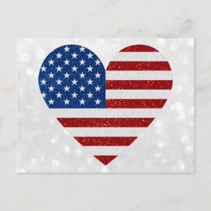 Carte Postale Heart July 4th Glitter