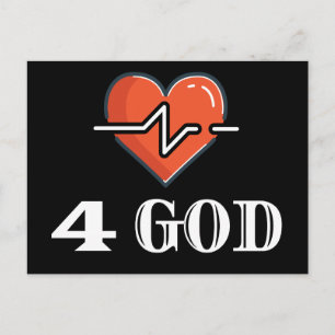 Carte Postale Heartbeat 4 God Red and White