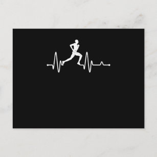 Carte Postale Heartbeat course pouls runner drôle piste et fie