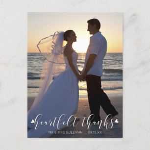 Carte Postale HEARTFELT MERCI Mariage photo Merci