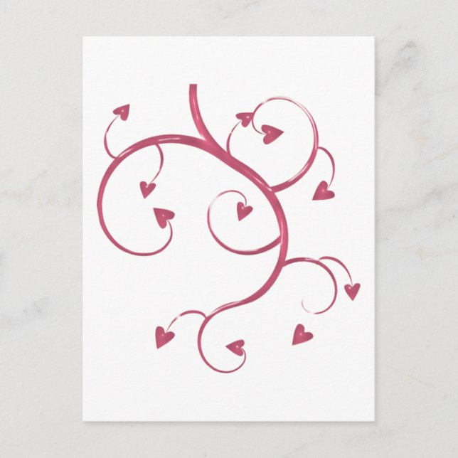 CARTE POSTALE HEARTSWIRL COEURS ROSE VINE SWIRL AMOUR GRAPHIQUE  (Devant)