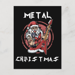 Carte Postale Heavy metal Christmas Santa Rock Horns Metalhead
