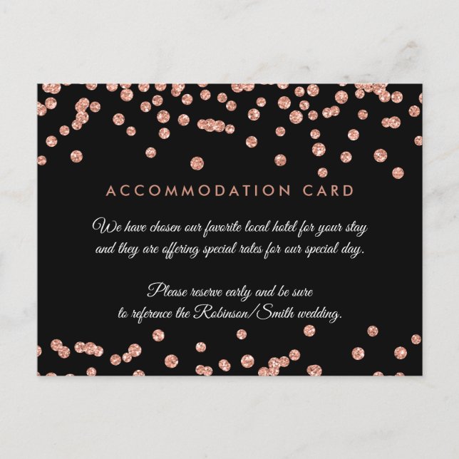 Carte Postale Hébergement Rose Gold Parties scintillant Confetti (Devant)