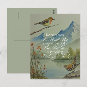 Carte Postale Hébreux 3:4 Dieu le Bâtisseur Écriture   Chrétien
