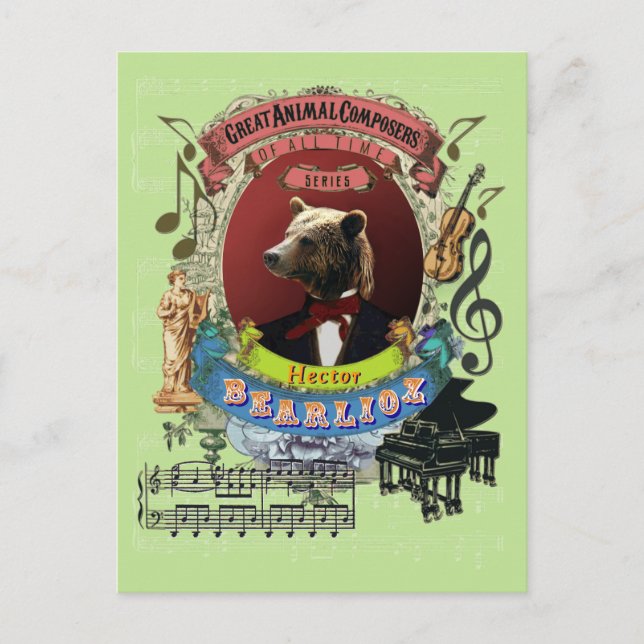 Carte Postale Hector Bearlioz Ours Animal Composer Berlioz (Devant)