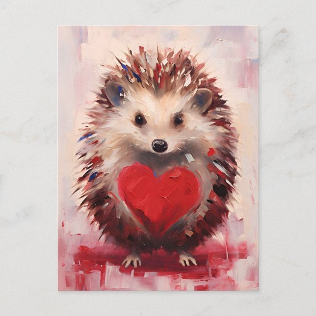 Carte Postale Hedgehog Valentines jour (Devant)