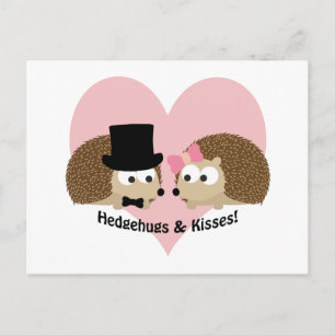 Carte Postale Hedgehug et Kisses Hedgehog Couple