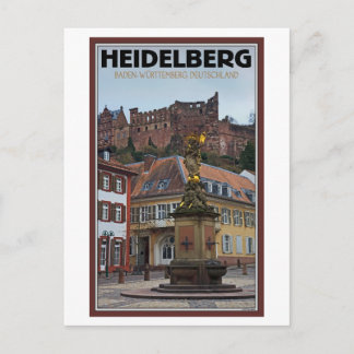 Carte Postale Heidelberg - Statue et Château