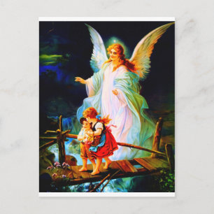 Carte Postale Heiliger Schutzengel Guardian Angel and Children
