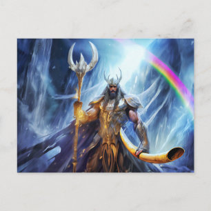 Carte Postale Heimdall et cor Gjallarhorn au pont bifrost