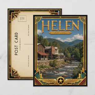 Carte Postale Helen Géorgie Art Déco Vintage Âge d'Or