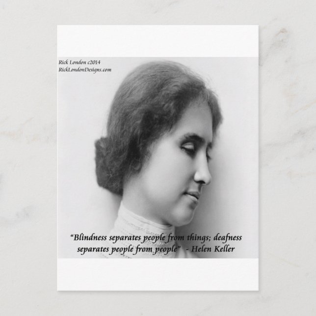 Carte Postale Helen Keller & Célèbre Citation Sourds/Aveugles (Devant)