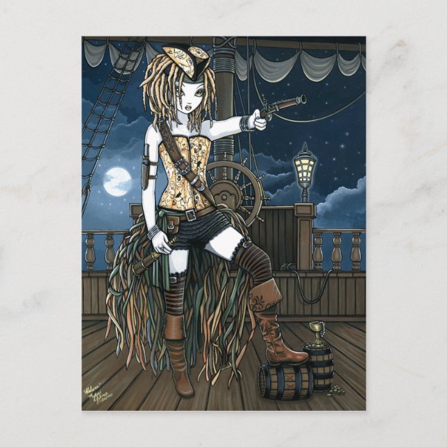 Carte postale "Helena" Sky Pirate Ship Moon Fae (Devant)