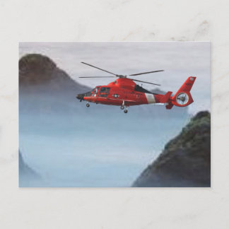 Carte Postale Hélicoptère de la Garde côtière orange