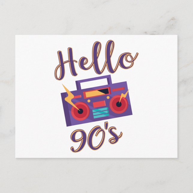Carte Postale Hello 90s radio cassette recorder postcard (Devant)