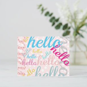 Carte Postale Hello Cute Pastel Typographie