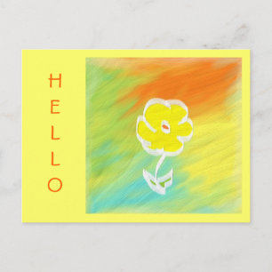 Carte postale Hello Fleur Peint à la main