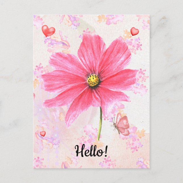 Carte Postale Hello Flower (Devant)