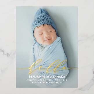 Carte postale Hello Foil Faire-part de naissance