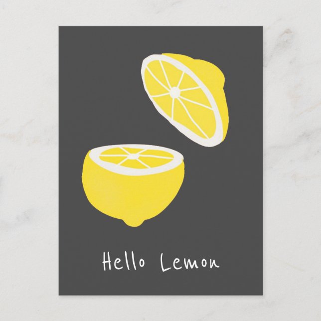 Carte Postale Hello Lemon jaune moderne fruit (Devant)
