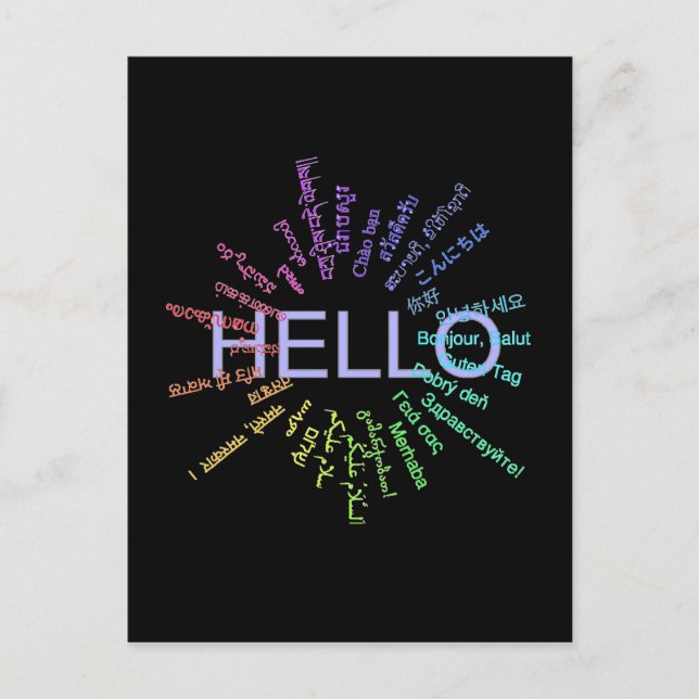 Carte postale Hello (multilingue) (Devant)