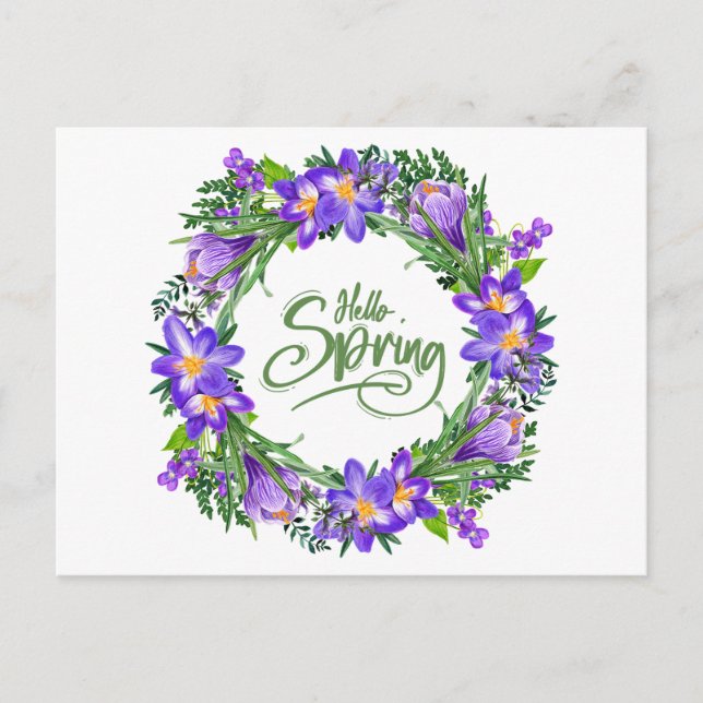 Carte Postale Hello Spring Beautiful Floral Wreath (Devant)