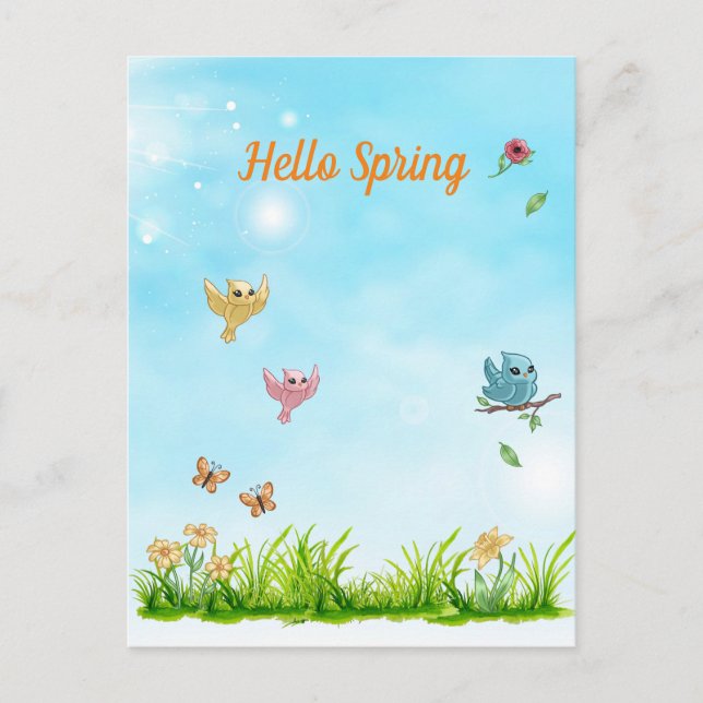 Carte Postale Hello Spring & Blue Sky (Devant)