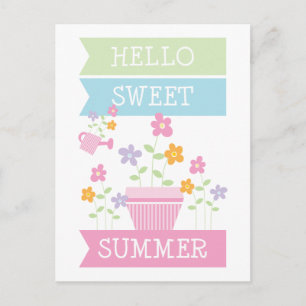 Carte Postale Hello Sweet Summer Fleurs mignonnes
