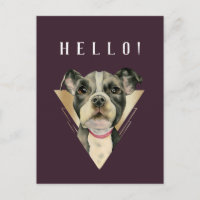 HELLO violet or Pitbull Puppy Aquarelle