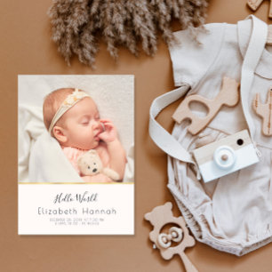 Carte Postale HELLO WORLD - faire-part de naissance fille