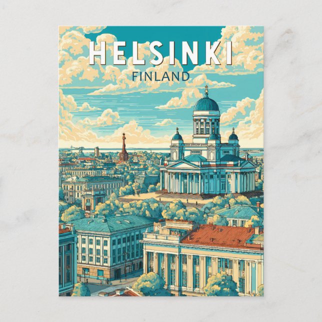 Carte Postale Helsinki Finland Voyage Art Vintage (Devant)