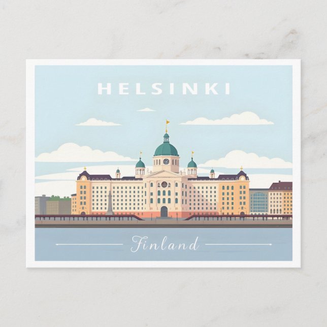 Carte Postale Helsinki Finlande Cathédrale Pastel Travel (Devant)