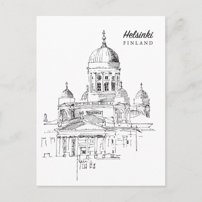 Carte Postale Helsinki Finlande ville vintage voyage bienvenue (Devant)