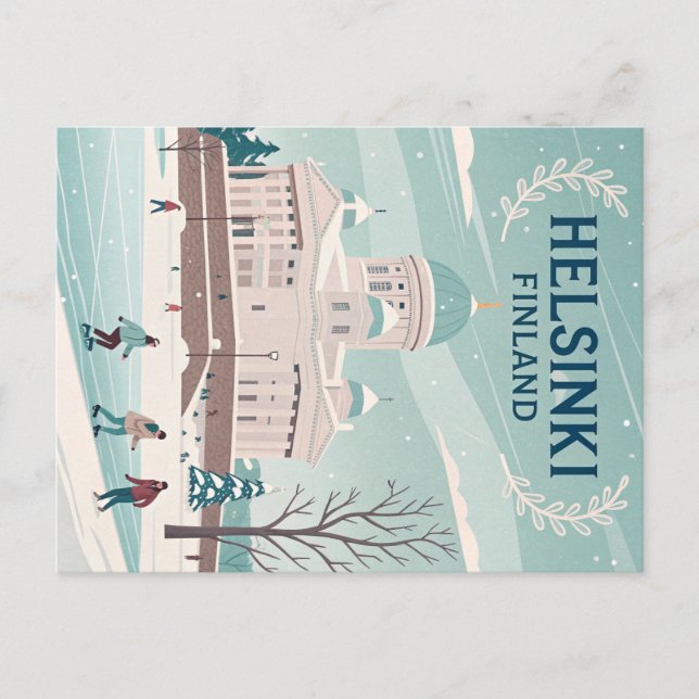 Carte Postale Helsinki vintage Finlande Hiver (Devant)